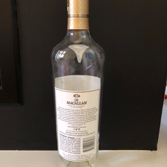 Empty 750 ml Macallan 15 Year Double Cask Single Malt Scotch Glass Bottle - Picture 5 of 8